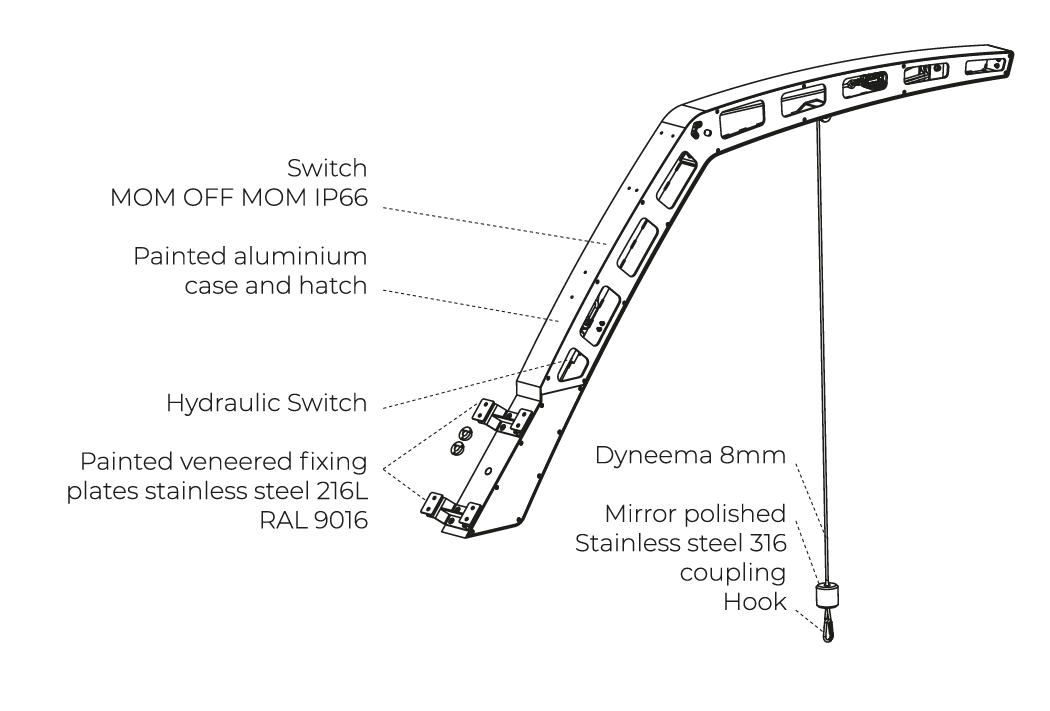 Aluminium hydraulic davits Novalfrance